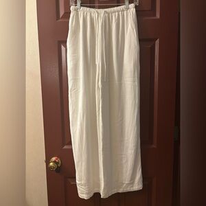 Princess Polly Women Linen Relaxed Wide-Leg White/Ivory Pants Size 6